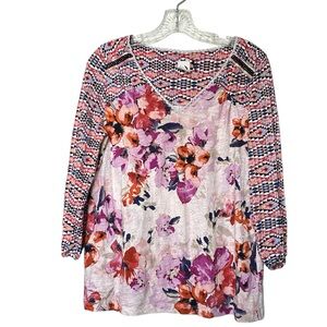 Anthropologie Akemi + Kin Ayana Floral Aztec‎ Blouse Size M